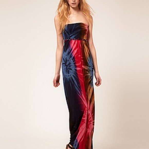 Soft Tye Dye Strapless Belted Maxi Dress - Picture 8 of 8